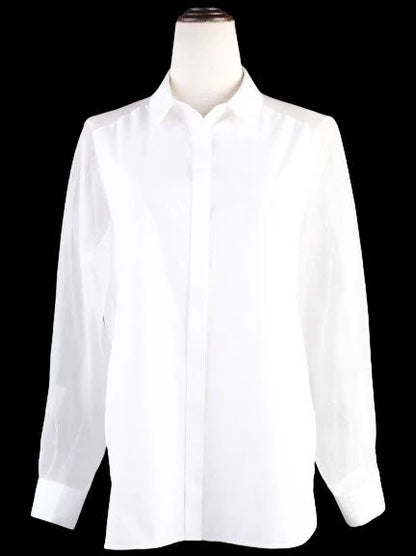 Excellent Burberry White Cotton Long Sleeve Button-Up Shirt