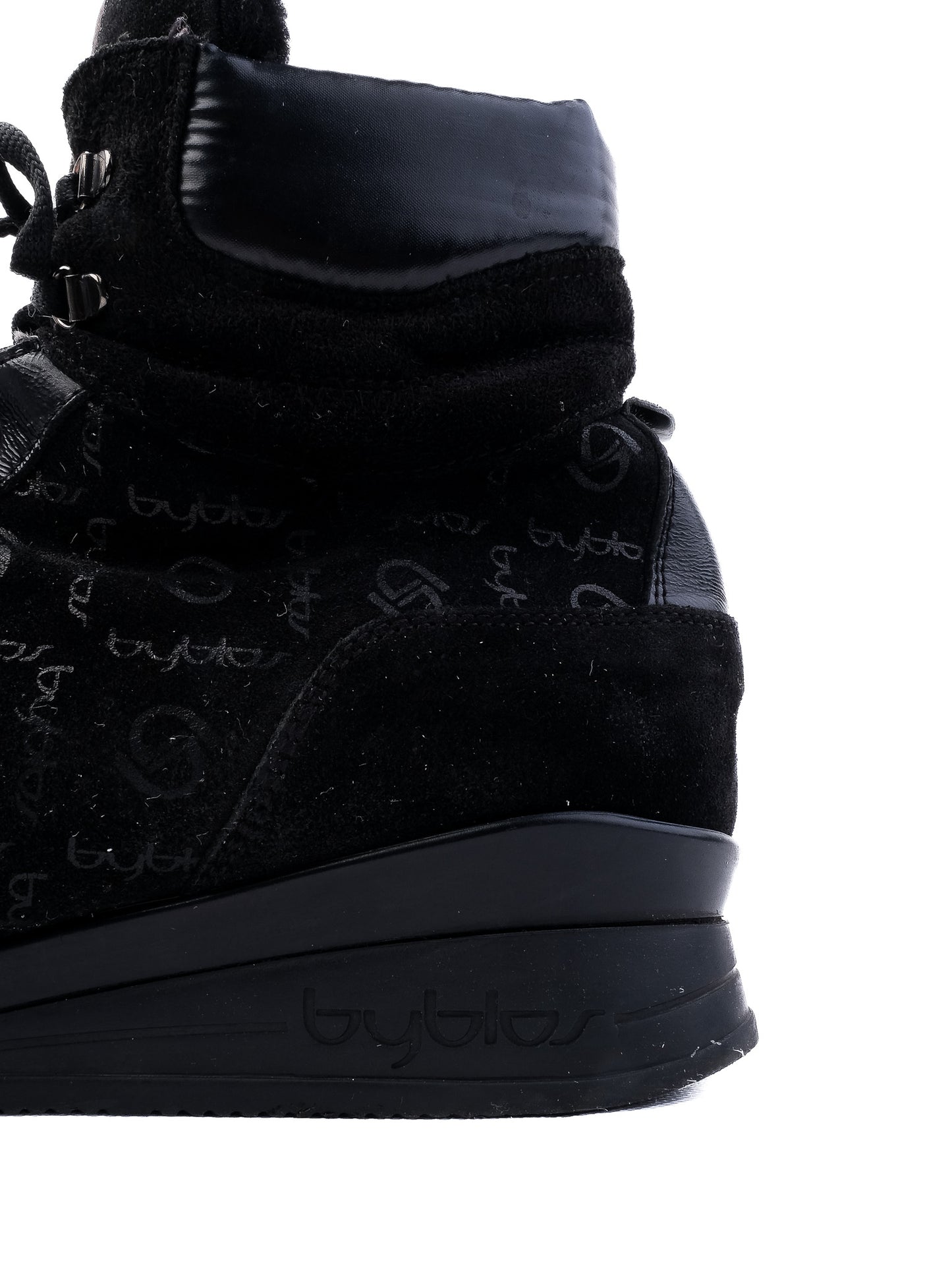 excellent byblos black leather high-top sneakers size 38