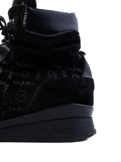 Excellent Byblos Black Leather High-Top Sneakers Size 38