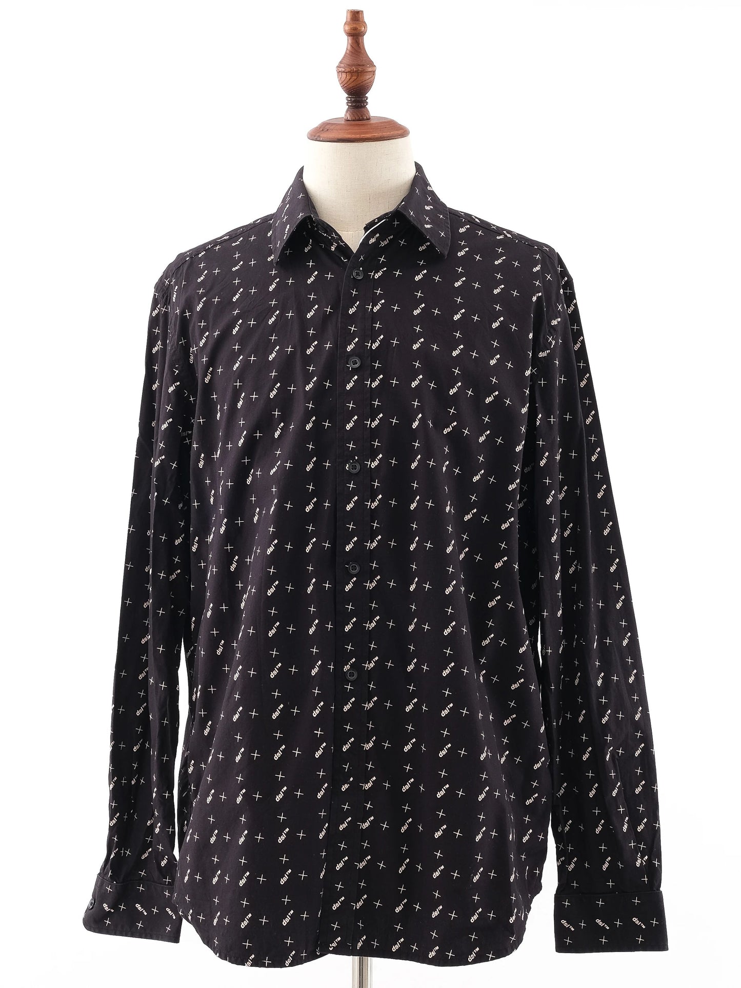 excellent diesel black cotton long-sleeved shirt size xl