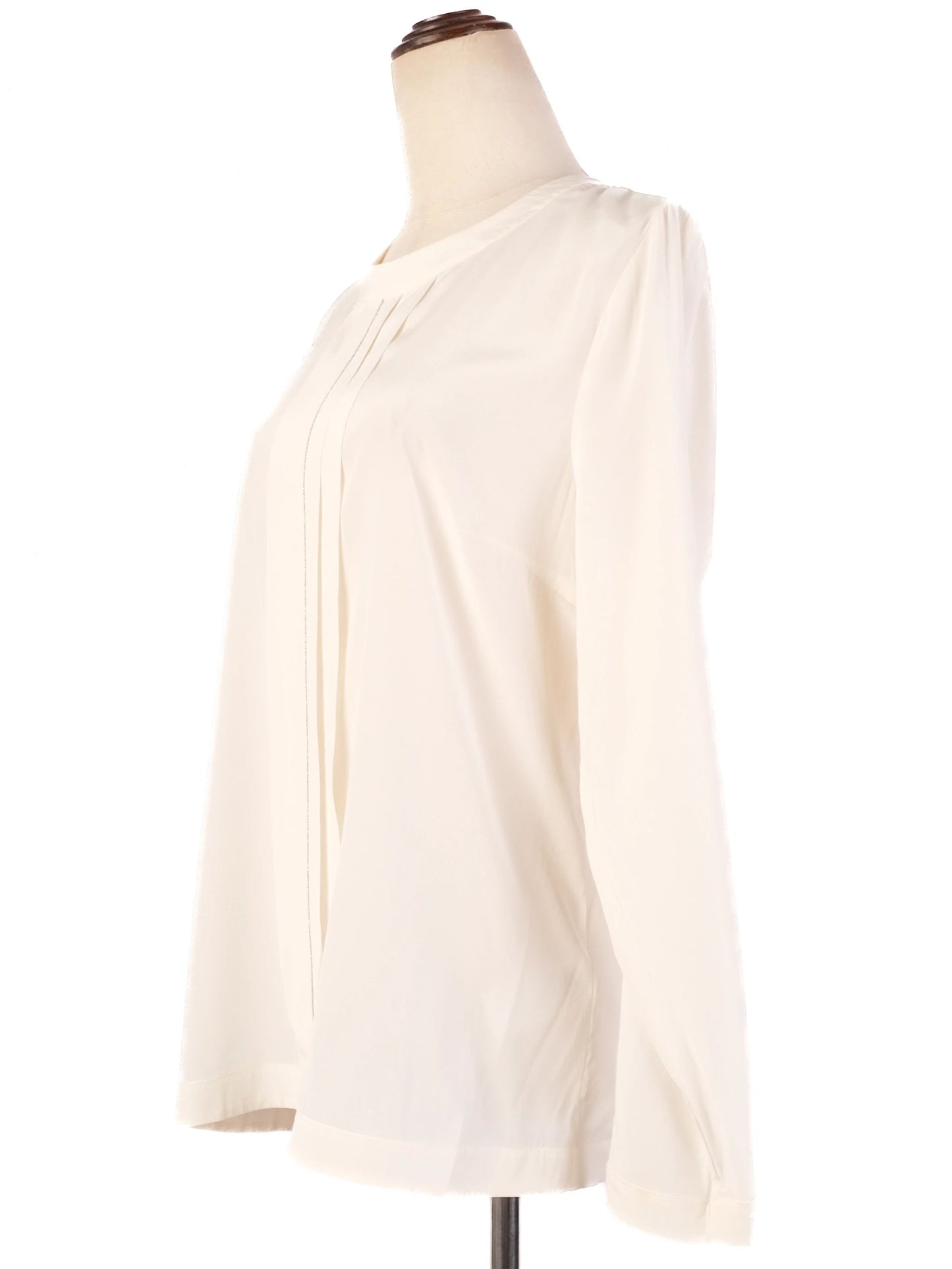 excellent peserico white silk blouse with pleated detailing size m