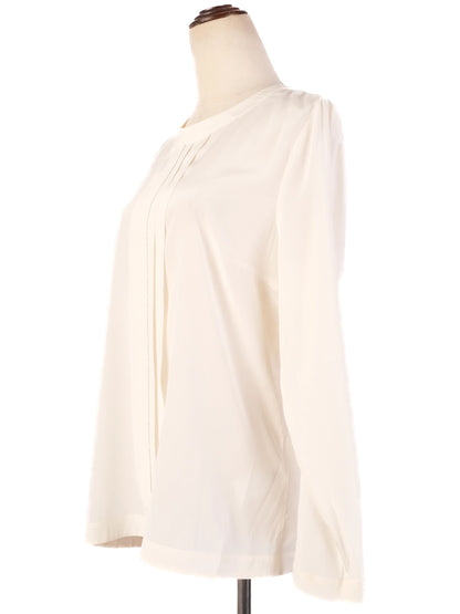 Excellent Peserico White Silk Blouse with Pleated Detailing Size M