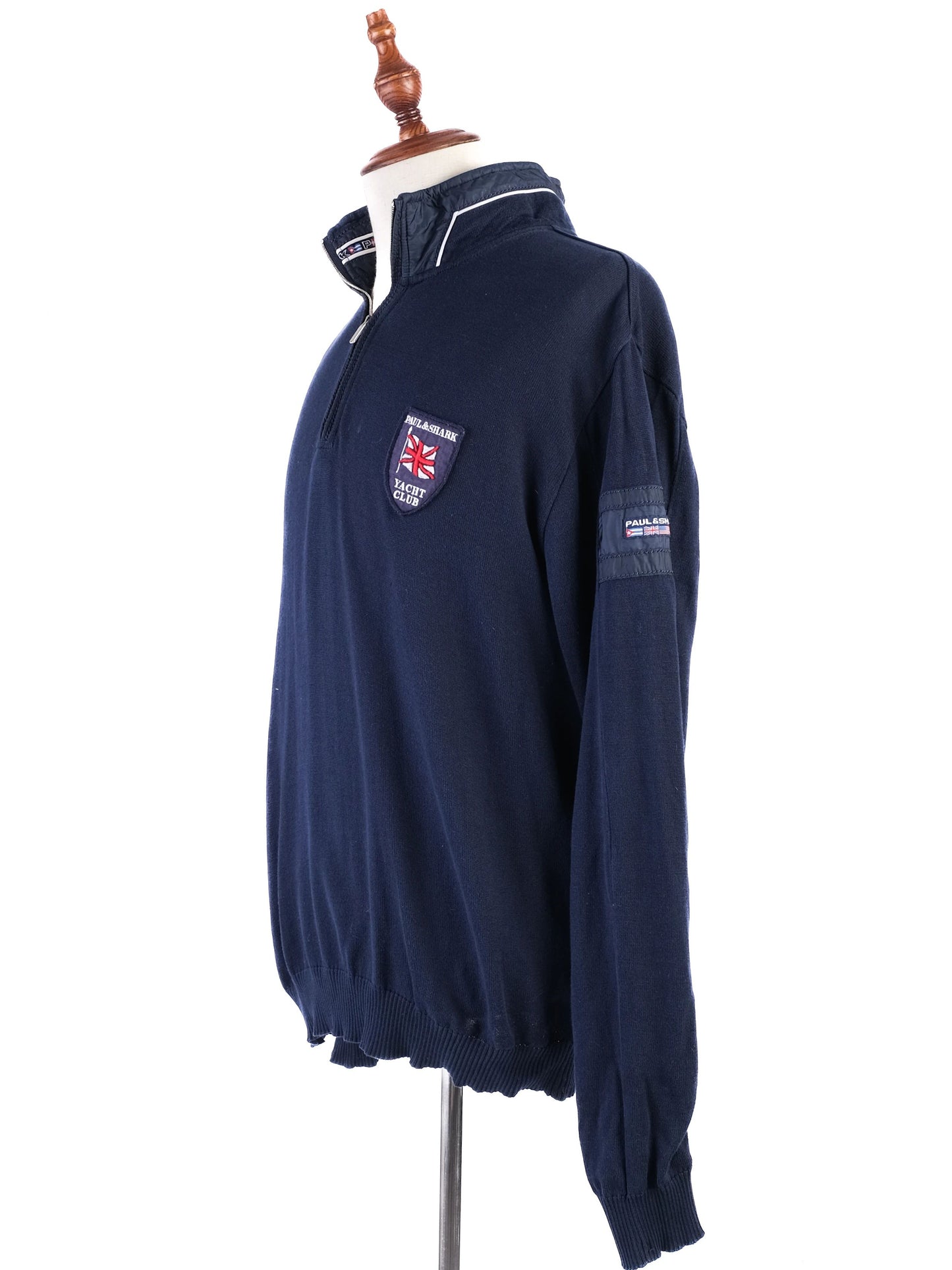 excellent paul&shark long sleeve sweater blue cotton yacht club