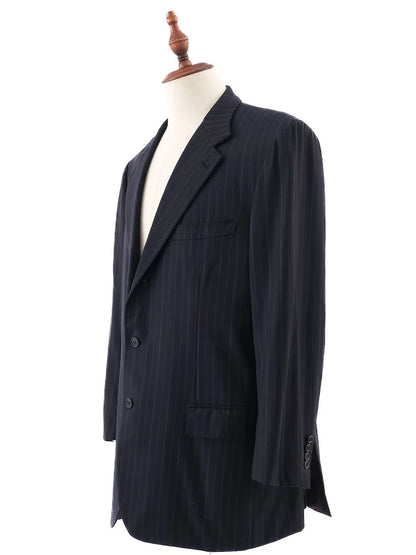 Excellent BRIONI Black Wool Pinstripe Suit Jacket Size XL