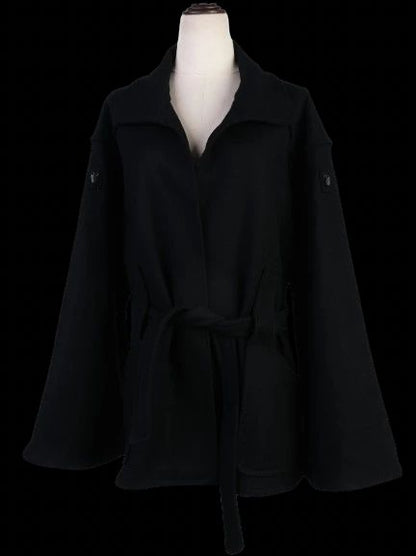 Excellent Bottega Veneta Black Wool Coat with Belt Size M