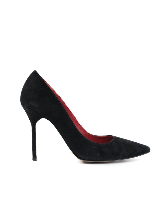 Good Carolina Herrera Black Genuine Suede High-Heeled Shoes Size 37