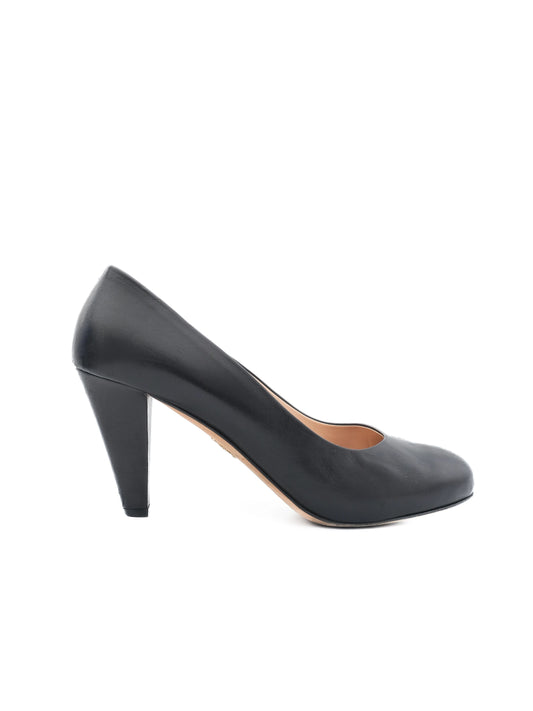 Excellent Bally Black High-Heeled Leather Shoes Size 40