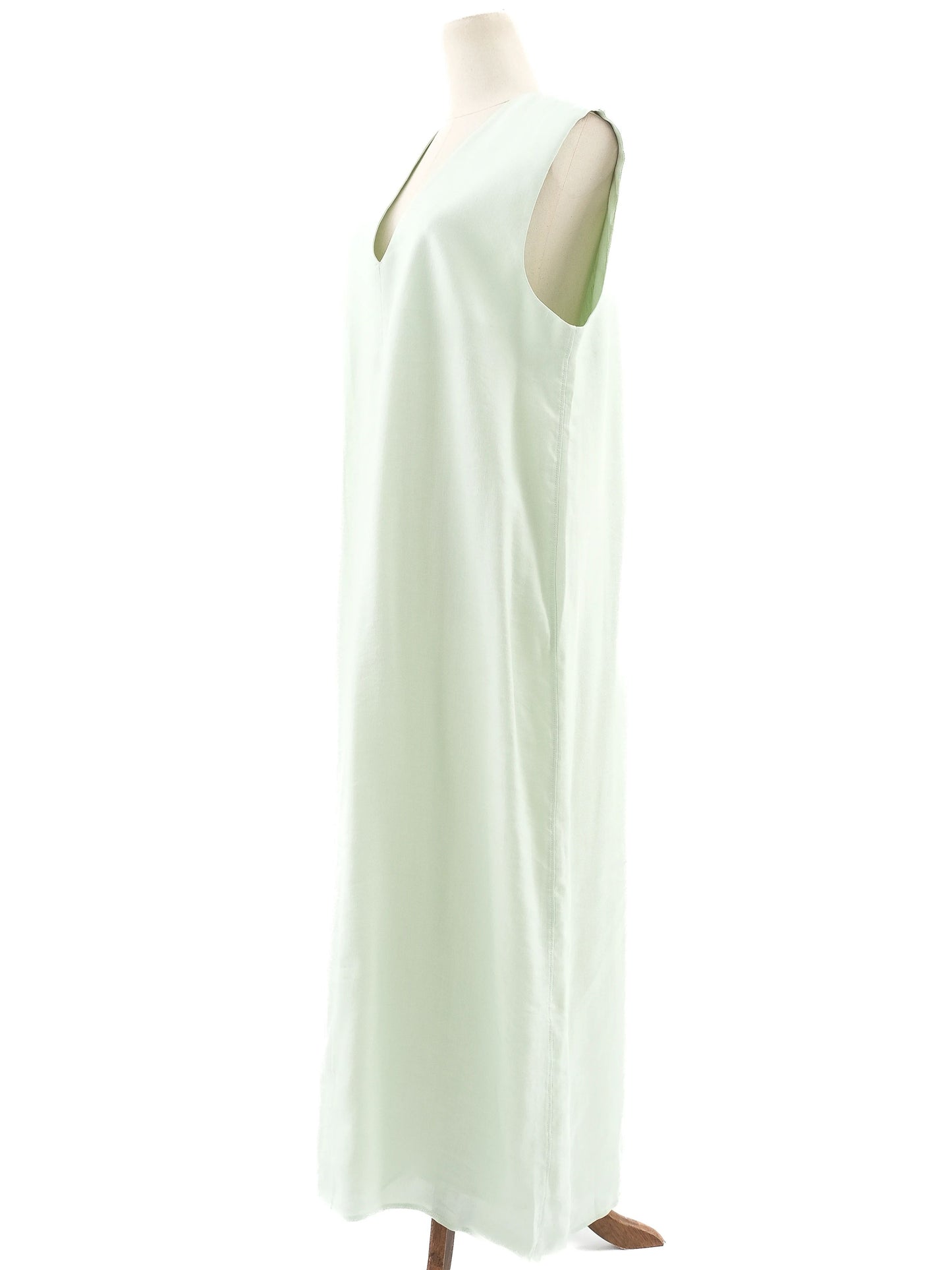 new cos green v-neck maxi dress size xl sleeveless viscose
