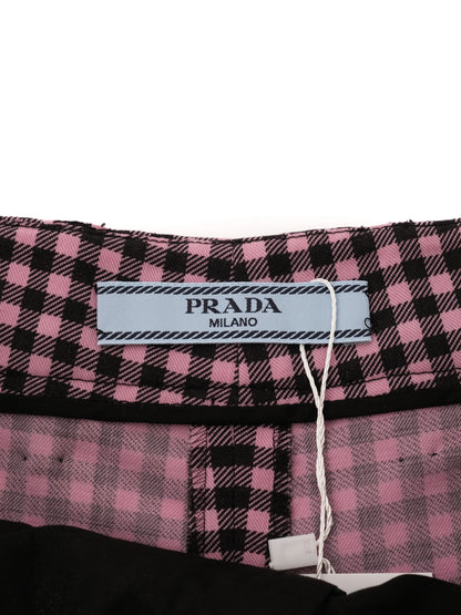 EXCELLENT Prada Pink Wool Plaid Shorts Size S Women