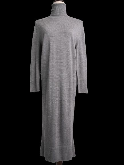 excellent balenciaga gray wool turtleneck sweater dress xxs