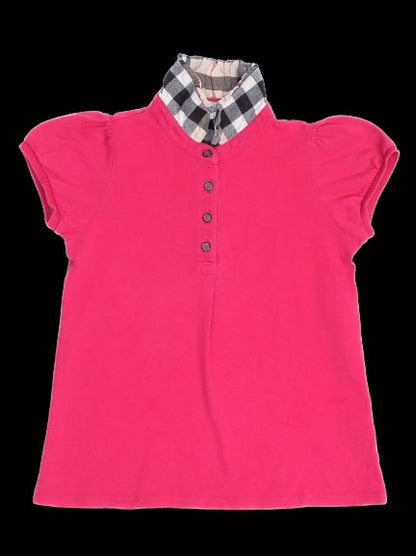 EXCELLENT Burberry Kids Pink Short-Sleeve Top Size 6 Checked Collar
