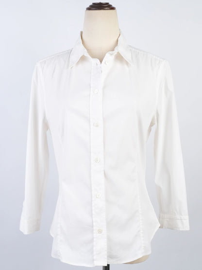 Excellent Prada White Nylon Button-Up Shirt Size L for Women
