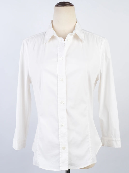 Excellent Prada White Nylon Button-Up Shirt Size L for Women