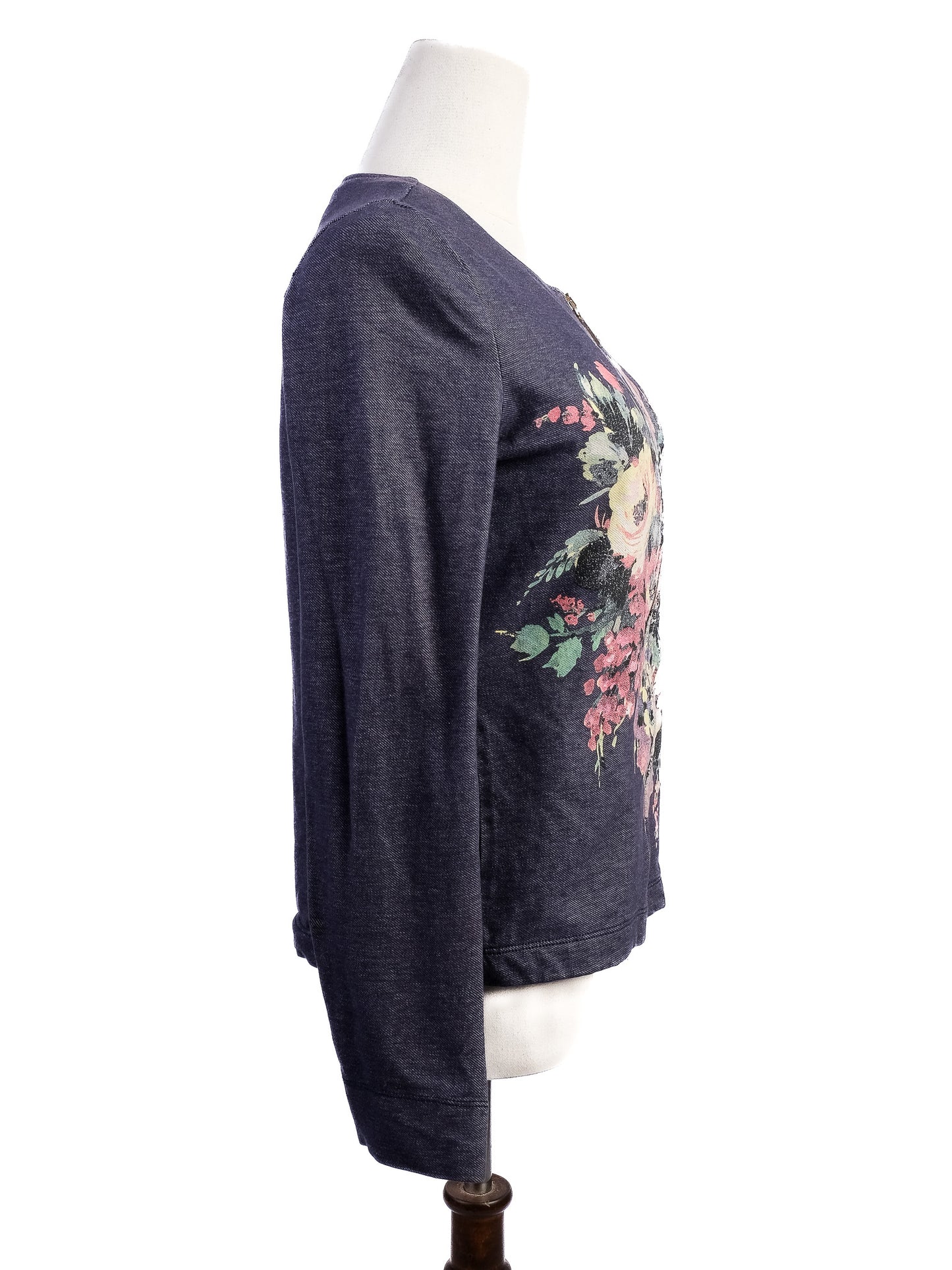excellent moschino blue floral print cardigan size s elastane