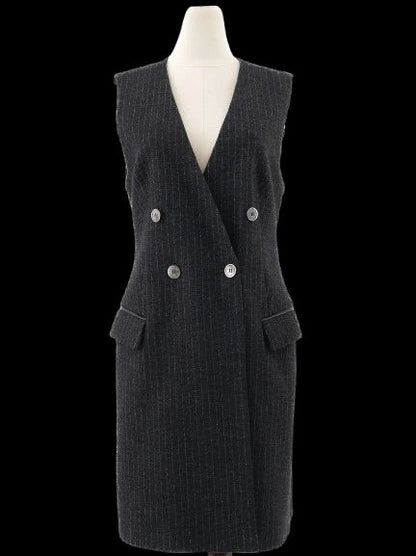 Excellent Beatrice B. Gray Wool Sleeveless Dress Size L