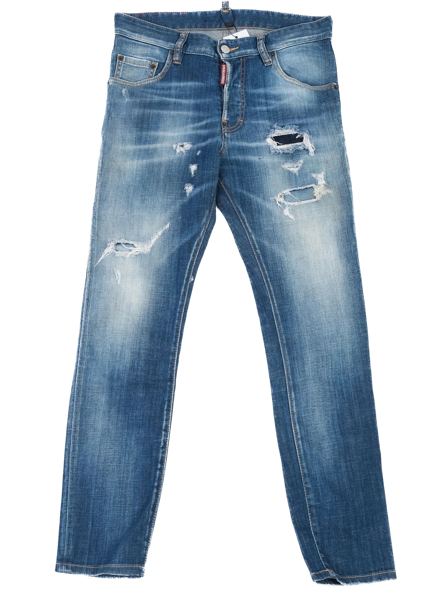 excellent dsquared2 blue distressed jeans size m for women