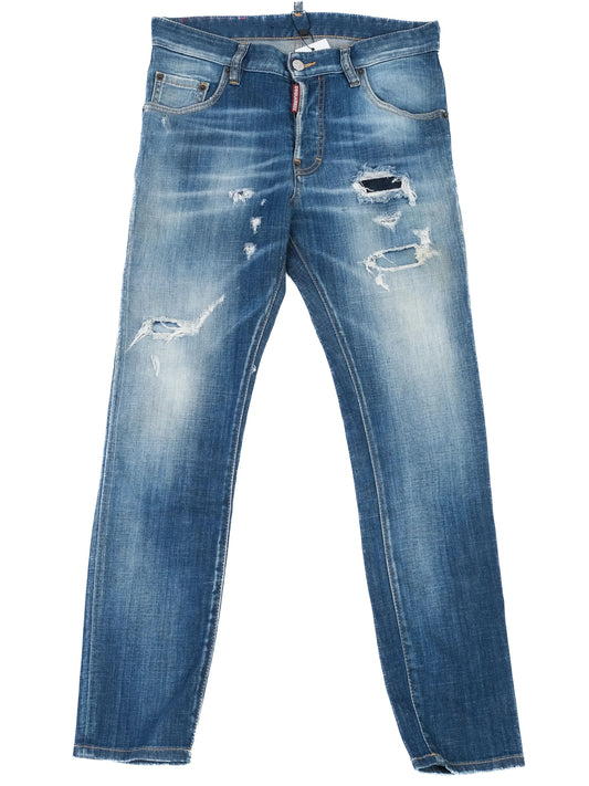 Excellent Dsquared2 Blue Distressed Jeans Size M for Women
