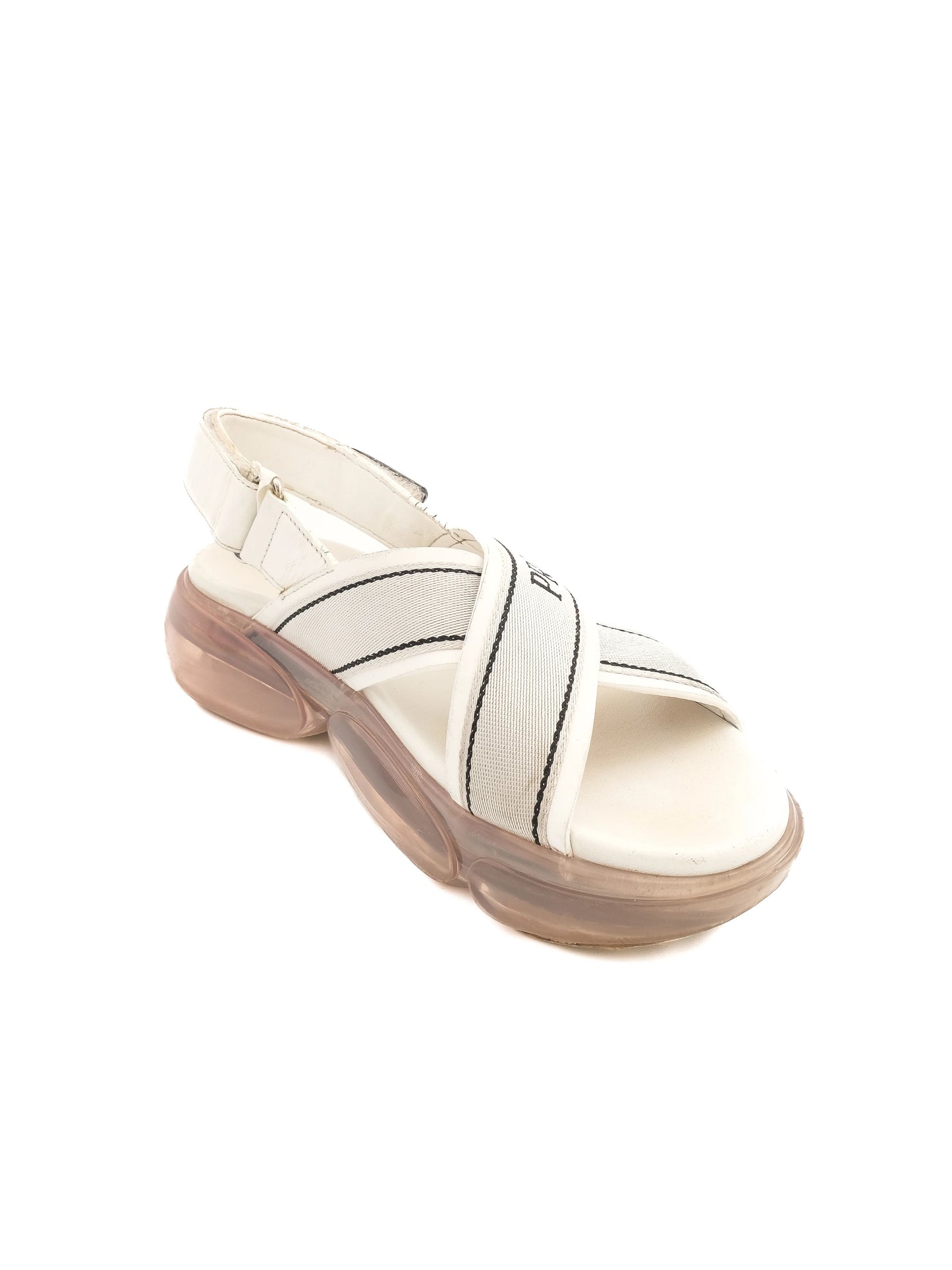 good prada white textile sandals size 37 with chunky sole