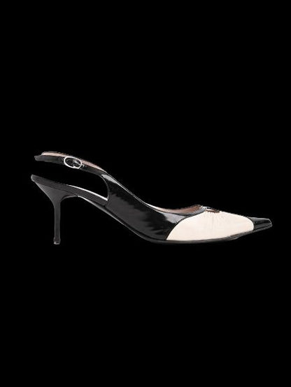 Average Condition Casadei Black Leather Slingback High-Heels