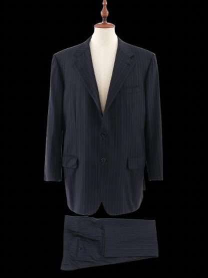 Excellent BRIONI Black Wool Pinstripe Suit Jacket Size XL