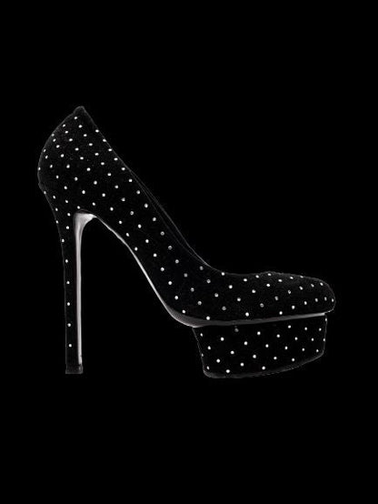 Perfect Lesilla Black Polka Dot High-Heeled Platform Shoes Size 36