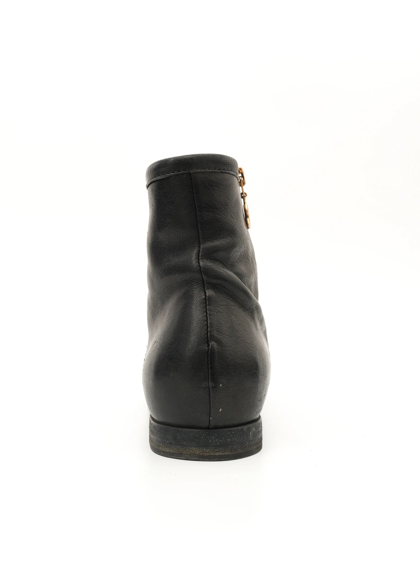 excellent fabi black leather ankle boots with gold buckle size 36