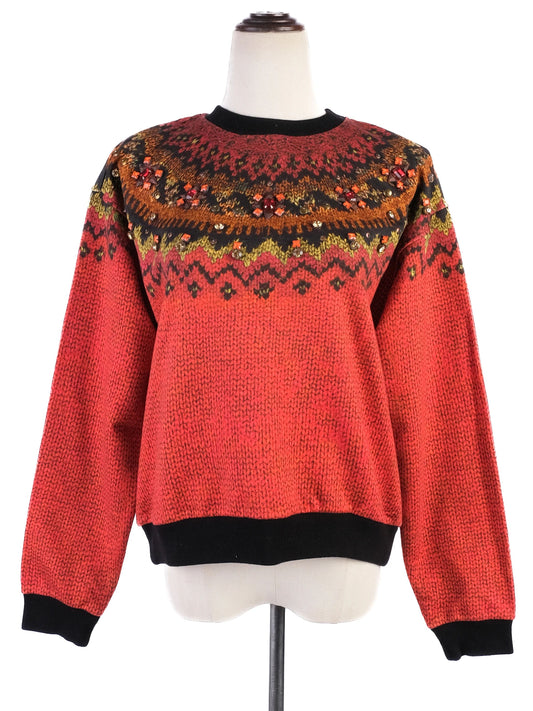 Etro Red Cotton Knitted Sweater Medium Excellent Condition