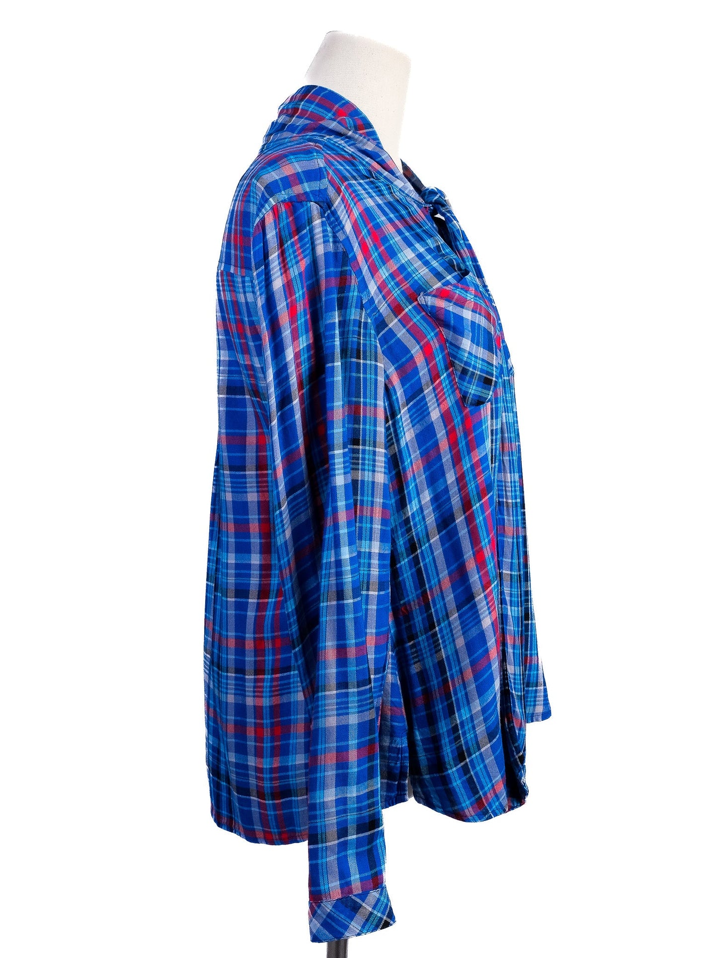 excellent armani jeans plaid flannel shirt red blue size xs women