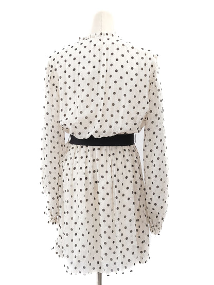 Excellent Maje White Polka Dot Dress Size S with Belt