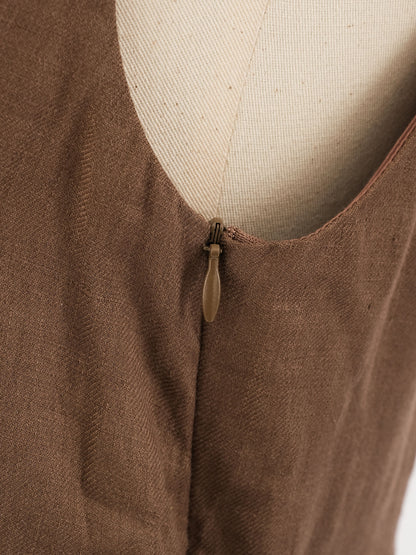 NEW Max Mara Orange Sleeveless Dress Size L with Tied Belt Detail