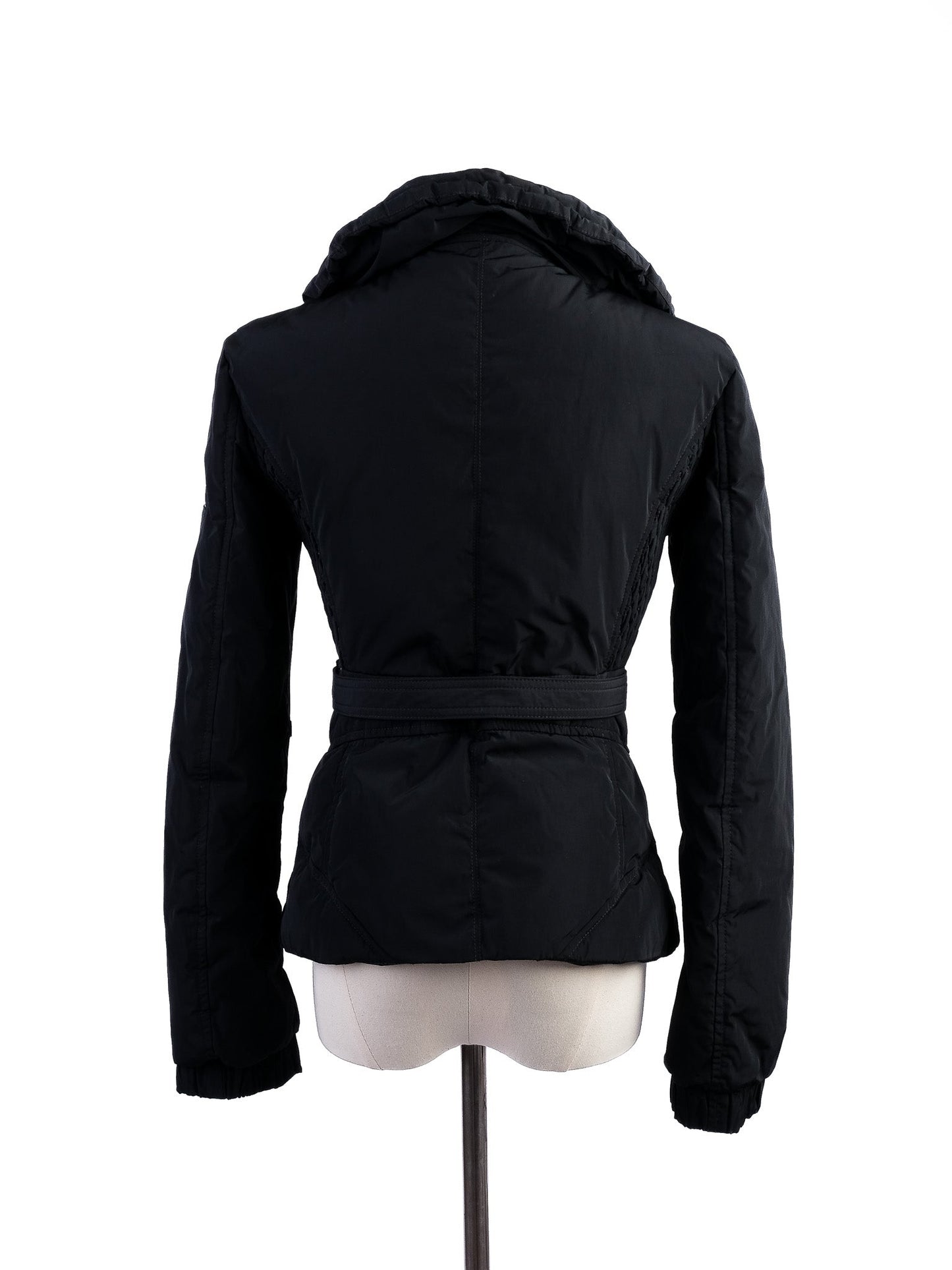excellent armani jeans black puffy jacket size s with belt