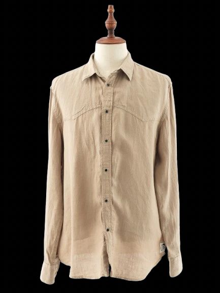 excellent diesel long-sleeve button-up shirt green size l men
