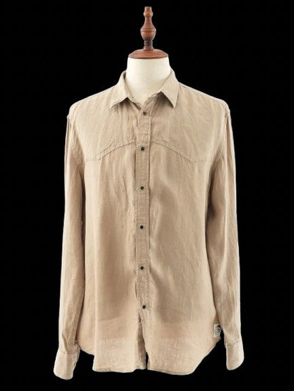 Excellent Diesel Long-Sleeve Button-Up Shirt Green Size L Men