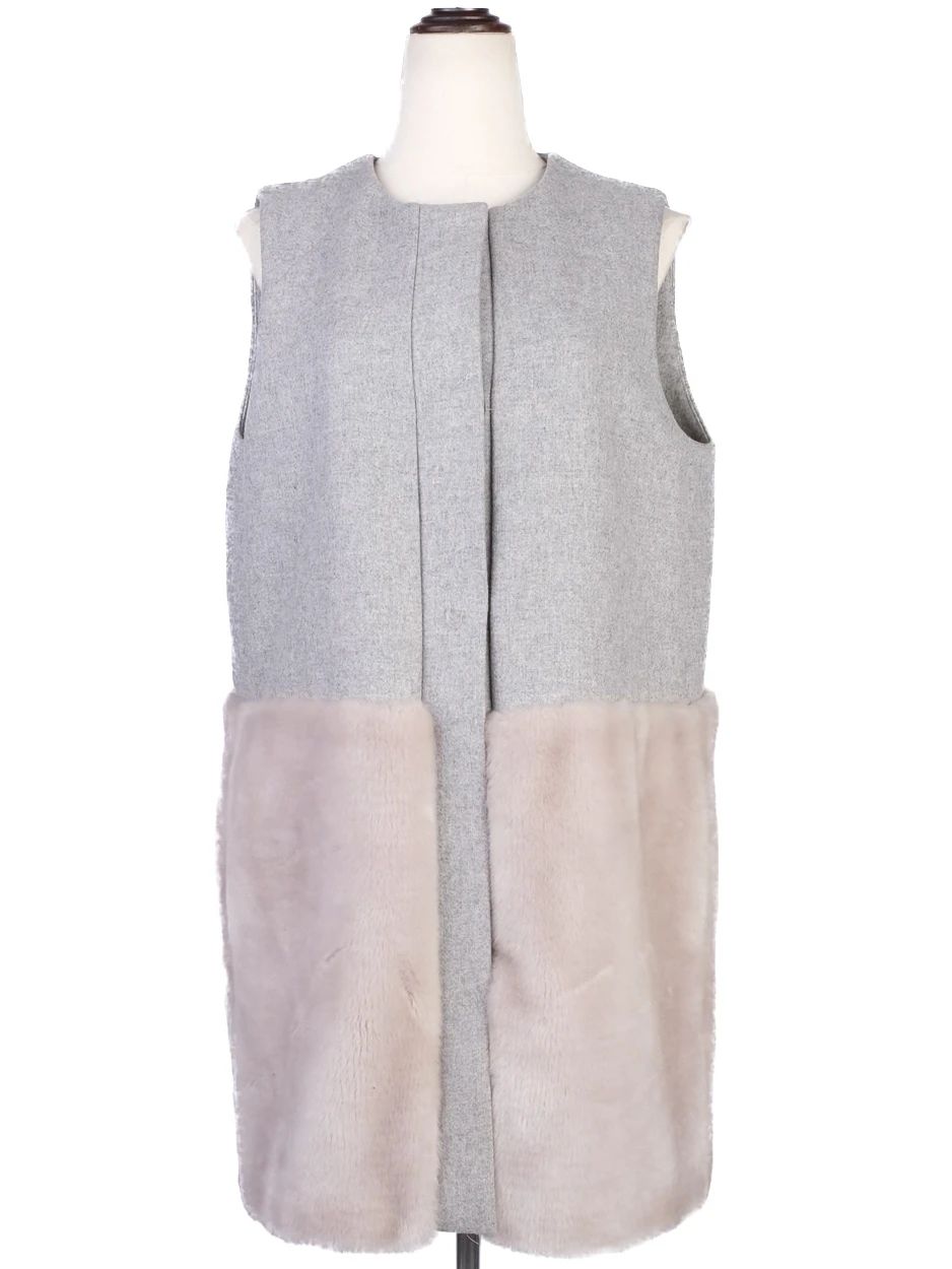 excellent sportmax gray and furry women's vest - size n/a