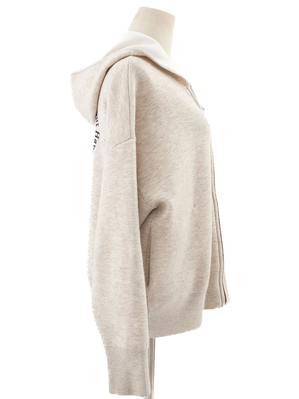 good sandro gray wool zip-up hoodie size l with unique design