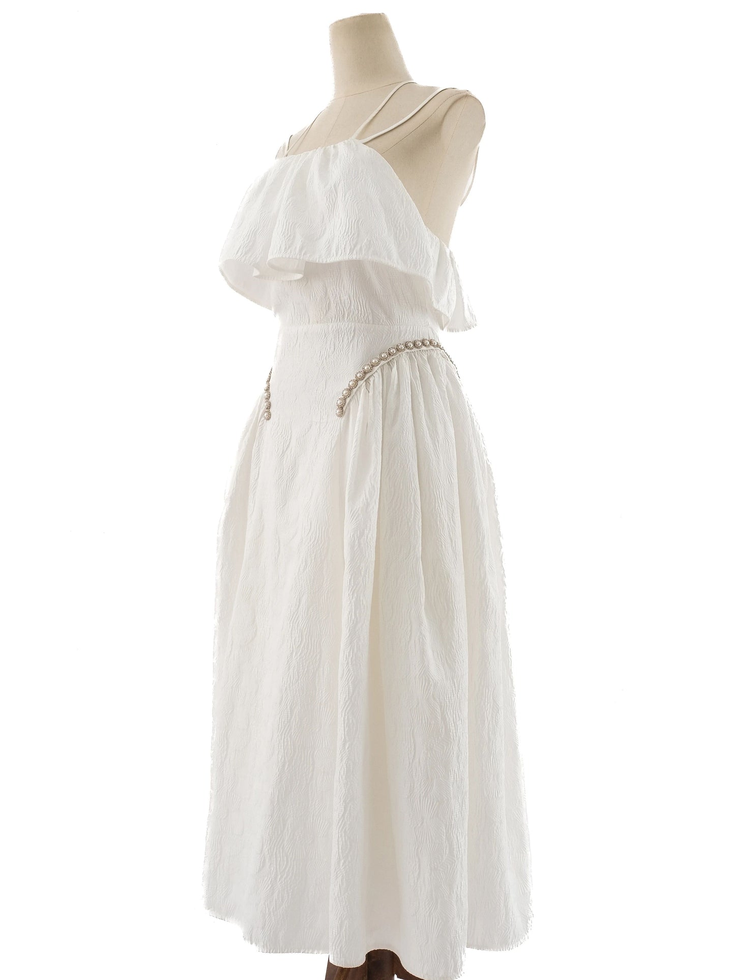excellent self-portrait white a-line dress with spaghetti straps