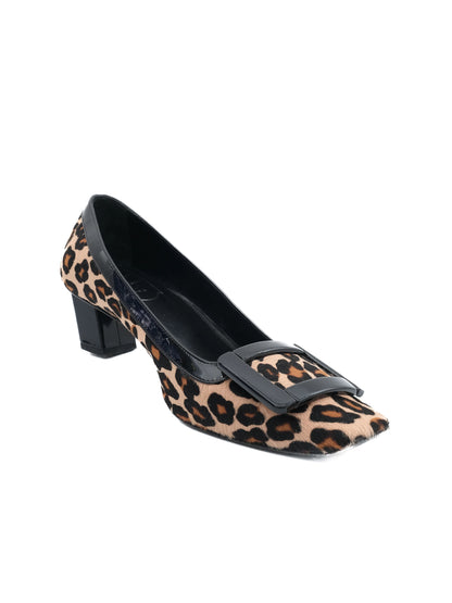 Excellent Roger Vivier Women's Leopard Print Textile Heels Size 36.5