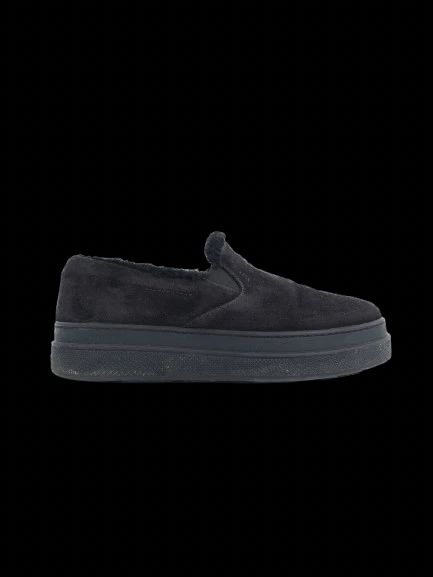 excellent prada black suede slip-on shoes size 38 with comfortable lining