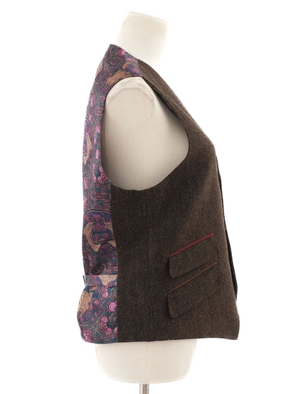 Excellent Ted Baker Orange Wool Vest Size S with Deer Print