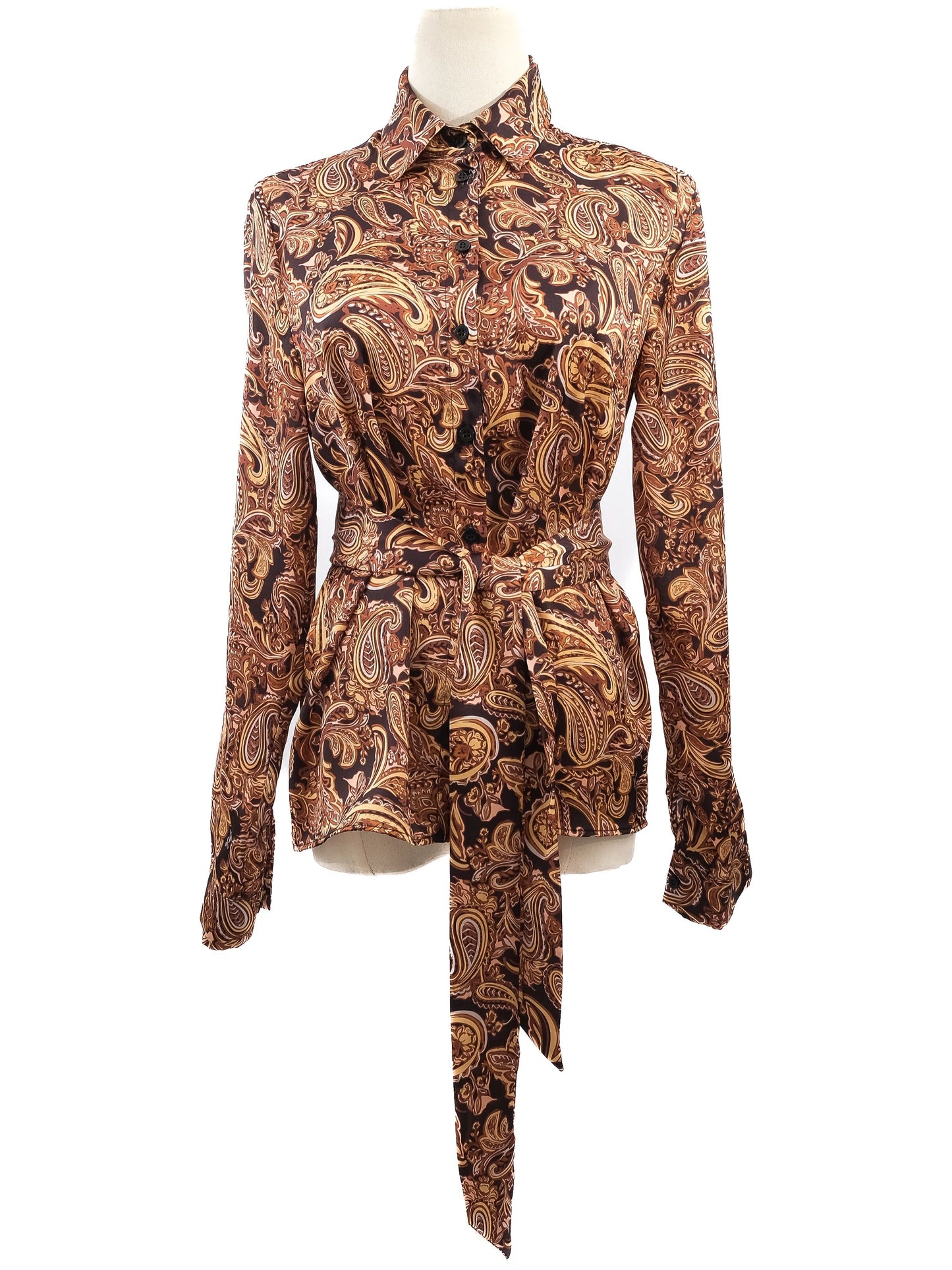 excellent liu jo paisley blouse size xs with tie belt