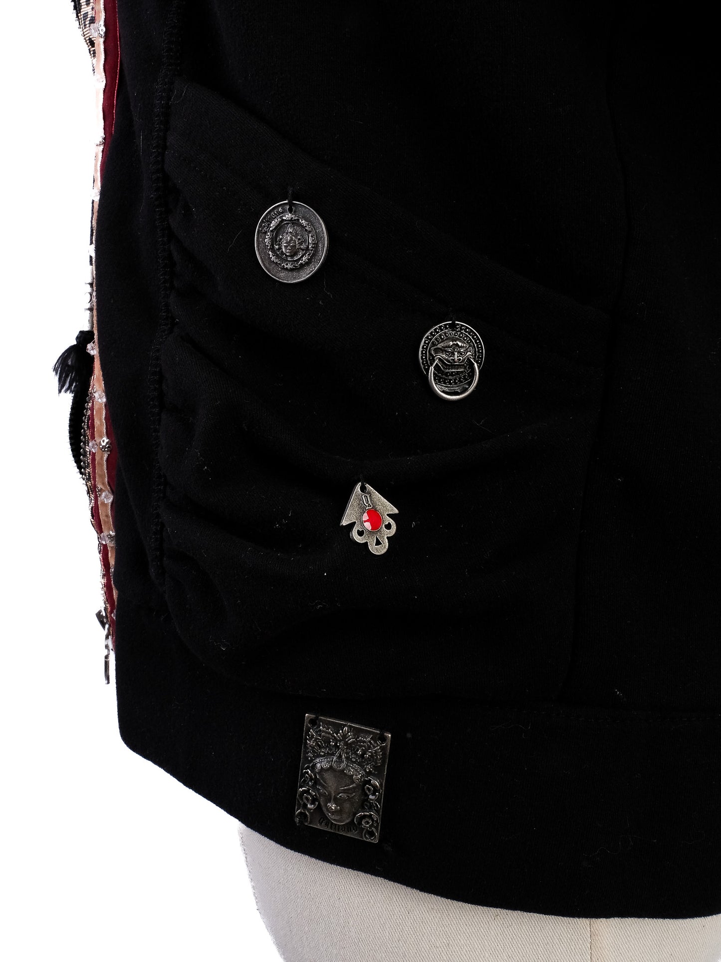 excellent john galliano black cotton hoodie size m with unique design