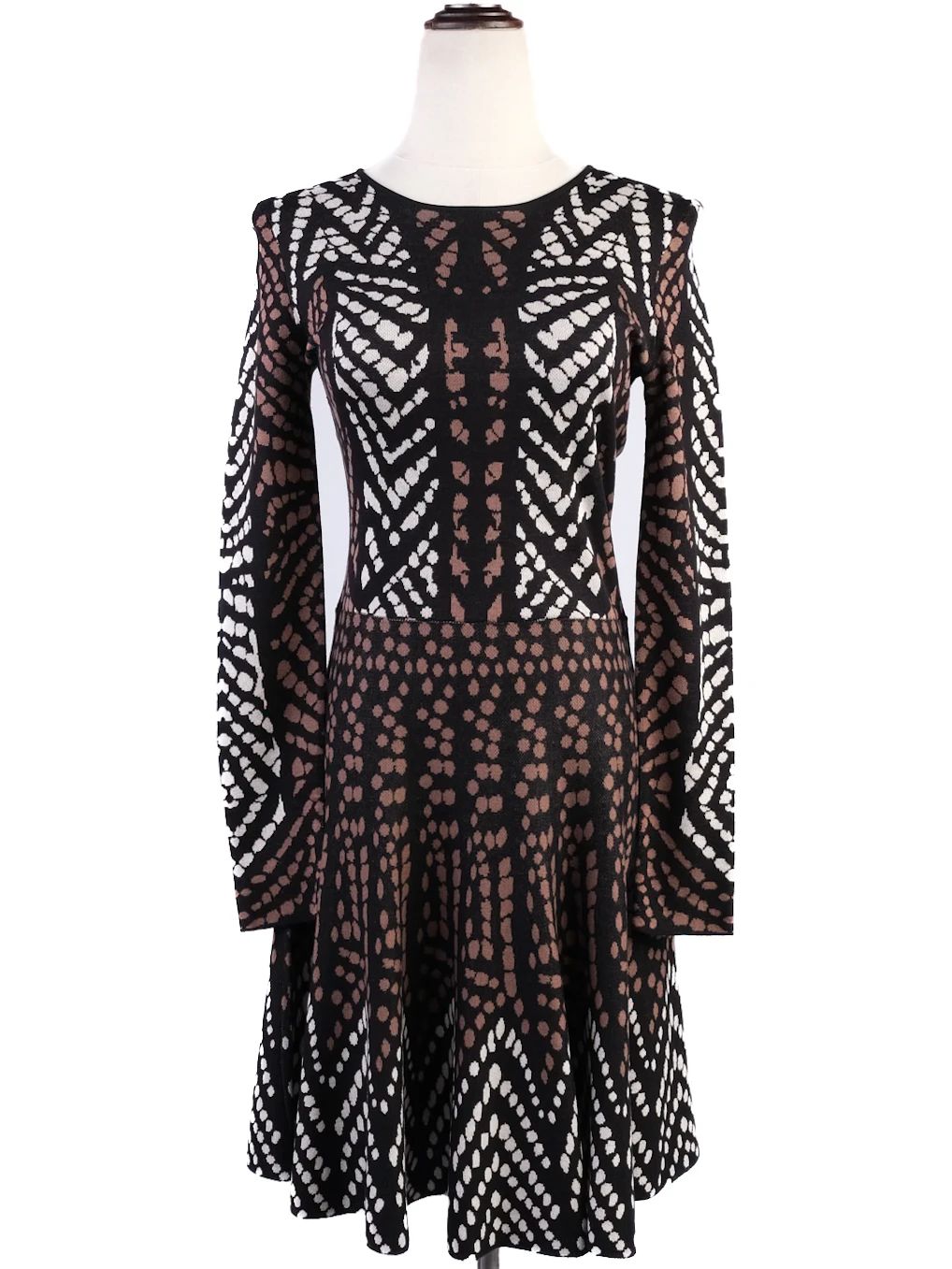 bcbgmaxazria women's xs silk geometric pattern dress excellent condition