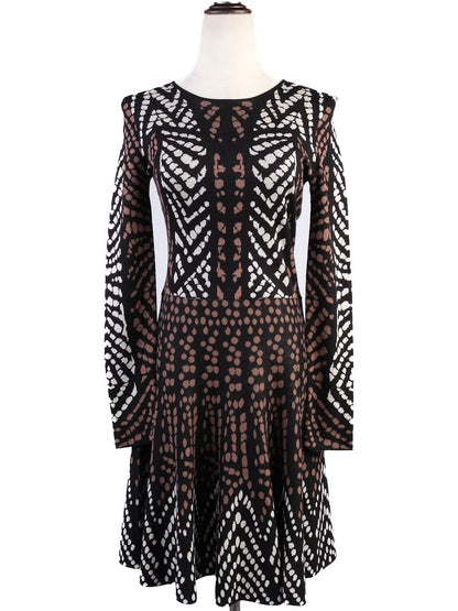 BCBGMaxazria Women's XS Silk Geometric Pattern Dress Excellent Condition
