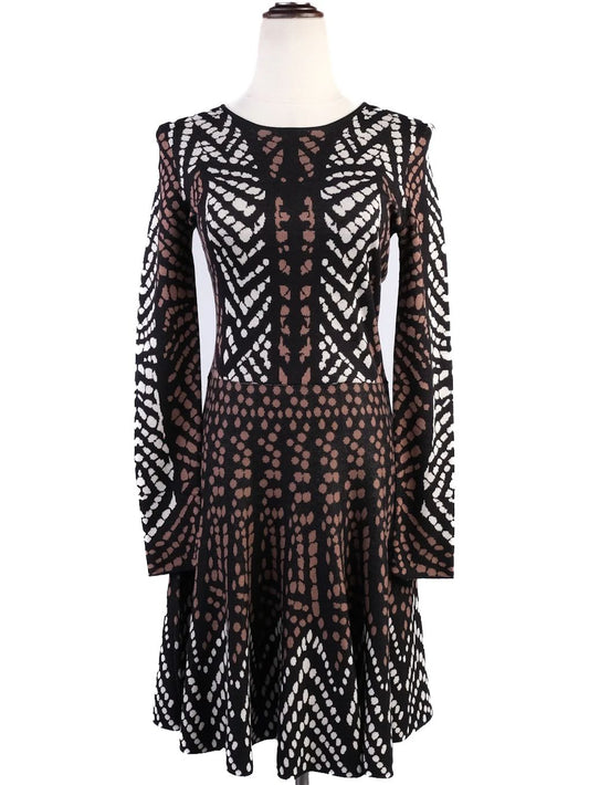 BCBGMaxazria Women's XS Silk Geometric Pattern Dress Excellent Condition