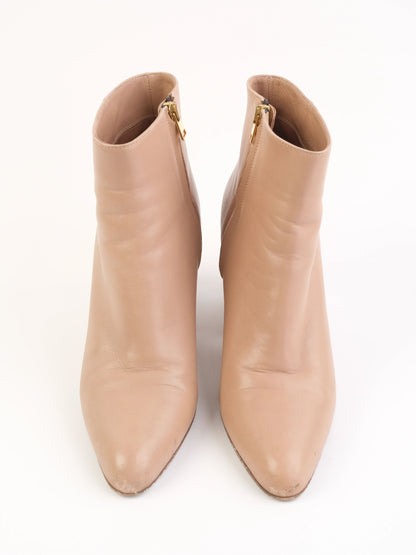 Average Marni Pink Leather Ankle Boots with Unique Wooden Block Heel Size 36