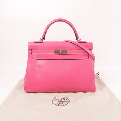 Hermes Epsom Leather Kelly 32 Silver Hand-turn Shoulder Bag Rose Tyrien 2way Shoulder Bag Rose Tyrien Pink Rose Tyriem E