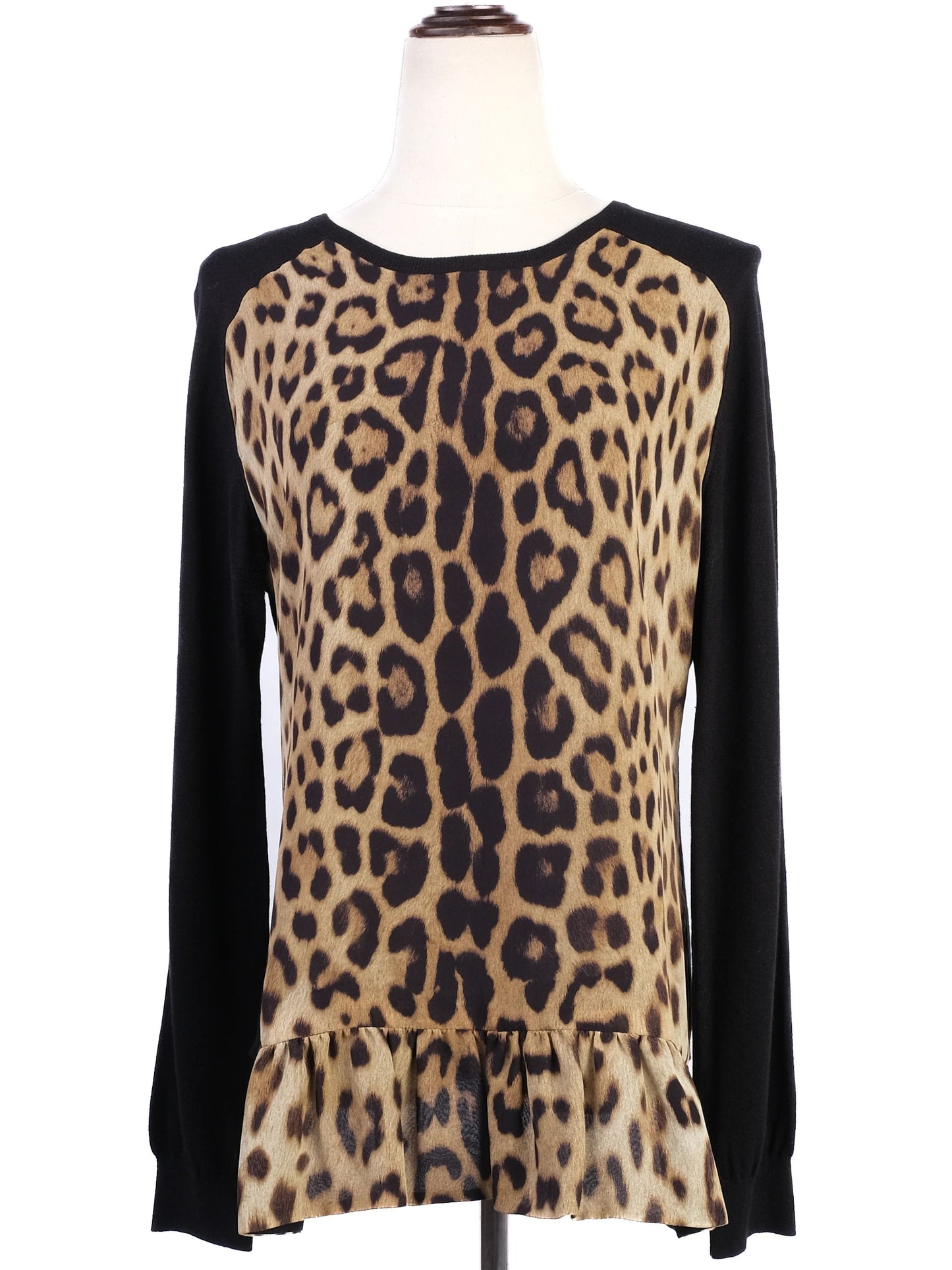 excellent moschino women's long sleeve leopard print silk top size l