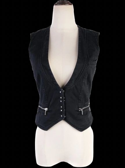 excellent balmain black sleeveless vest size m with decorative buttons