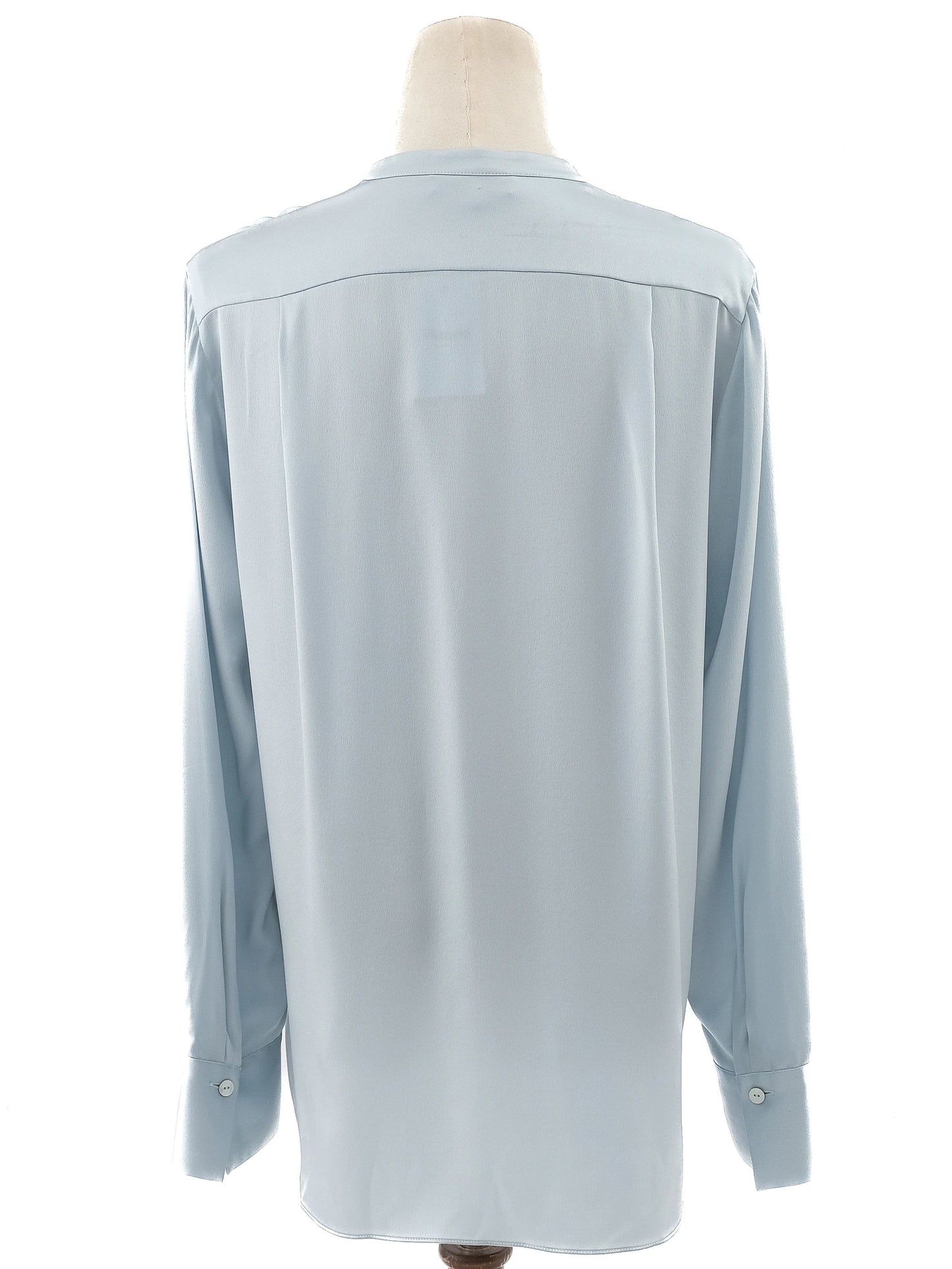 excellent vince blue silk long sleeve blouse with pocket