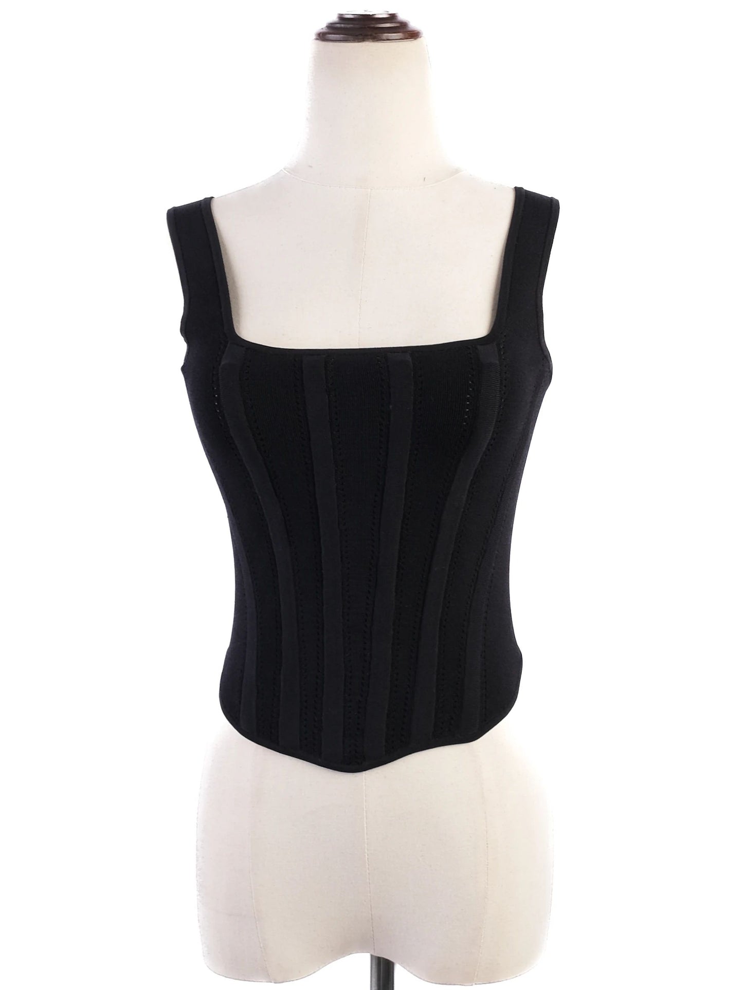 new dion lee black corset-style top size xs viscose structured design